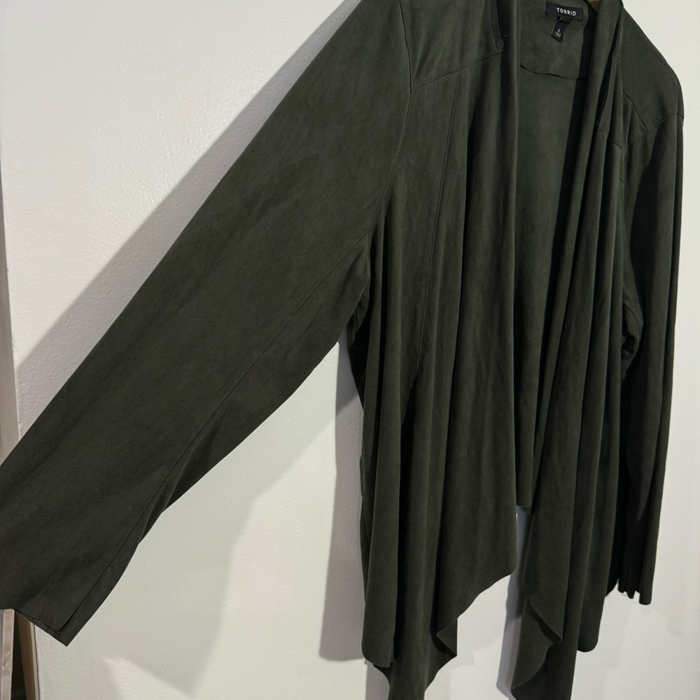 New Torrid Suede Drape Front Jacket In Olive Gree… - image 4
